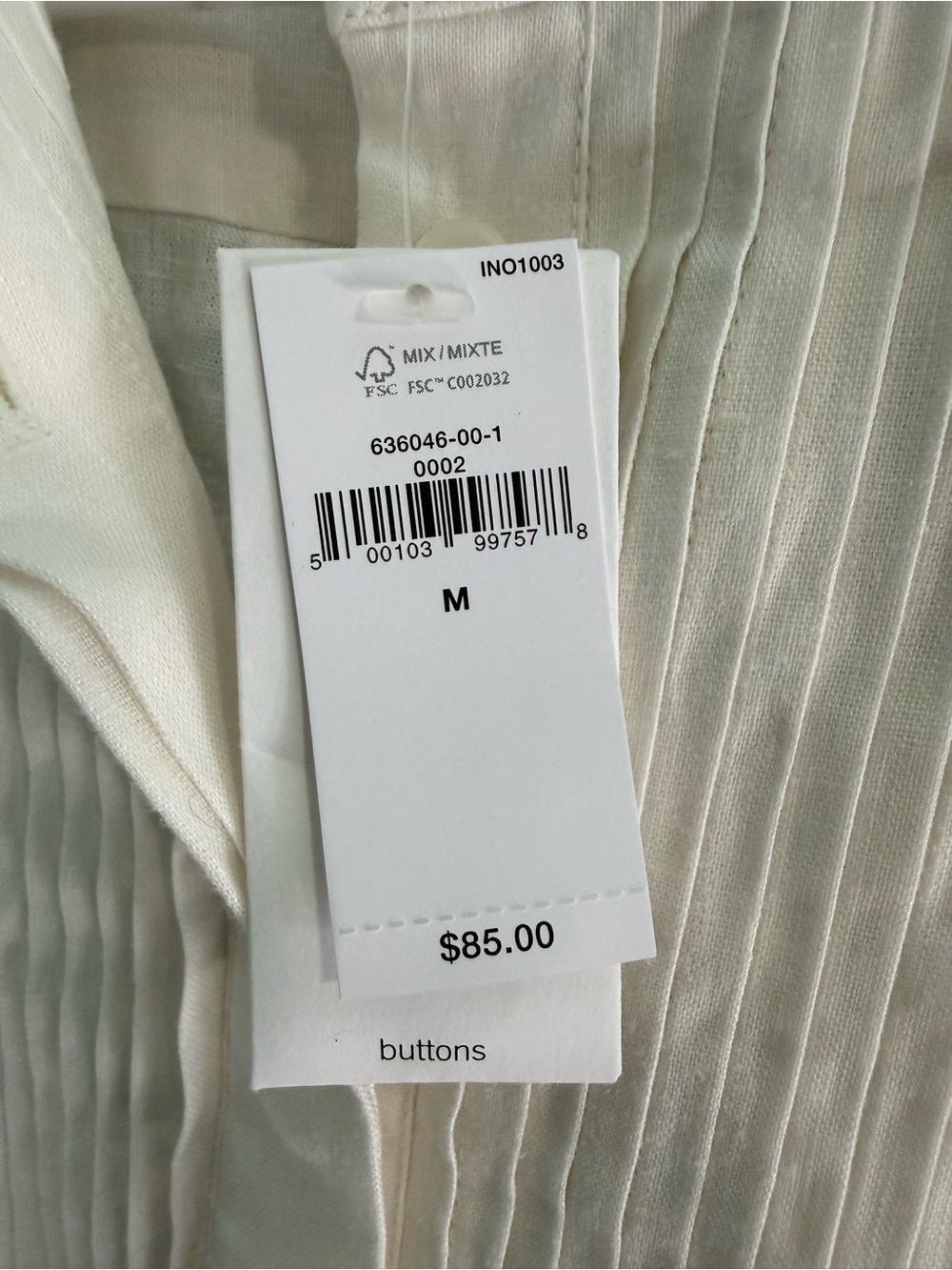 NWT Banana Republic White Pleated Front Mandarin Collar Shirt - Picture 4 of 5